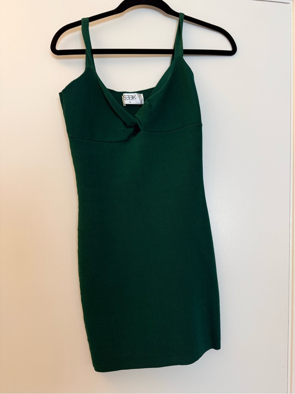 Deep Green Ribbed Mini Bodycon Dress